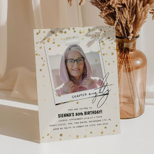 Chapter Eighty Fun Modern Photo 80th Birthday Invitation