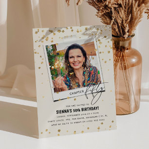 Chapter Fifty Fun Modern Photo 50th Birthday Invitation
