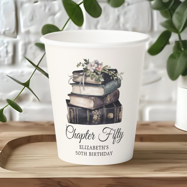 Chapter Fifty Victorian Book 50th Birthday  Paper Cups (Creator Uploaded)