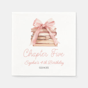 Chapter Five Pink Bow Books 5th Birthday Party Napkin