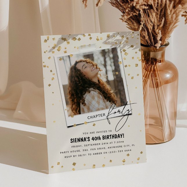 Chapter Forty Fun Modern Photo 40th Birthday Invitation (Creator Uploaded)