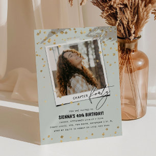 Chapter Forty Fun Modern Photo 40th Birthday Invitation