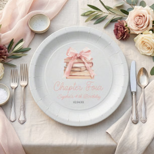 Chapter Four Pink Bow Books 4th Birthday Party Paper Plate