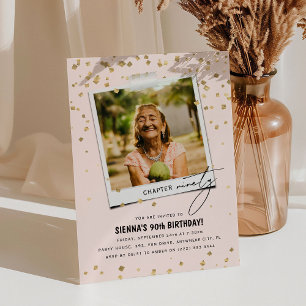Chapter Ninety Fun Modern Photo 90th Birthday Invitation