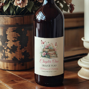 Chapter One 1st Girl Book Theme First Birthday Wine Label
