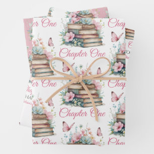 Chapter One 1st Girl Book Theme First Birthday Wrapping Paper Sheet