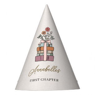 Chapter One First Birthday Book Themed Girls Boho Party Hat