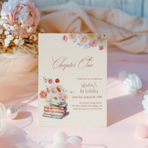 Chapter One Storybook 1st Birthday Floral Boho Invitation