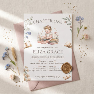 Chapter One Storybook First Birthday Girl Invitation