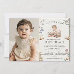 Chapter One Storybook First Birthday Photo Invitation