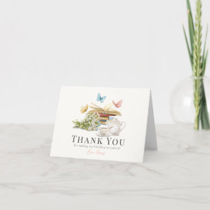 Chapter One Tea Butterfly Storybook 1st Birthday Thank You Card
