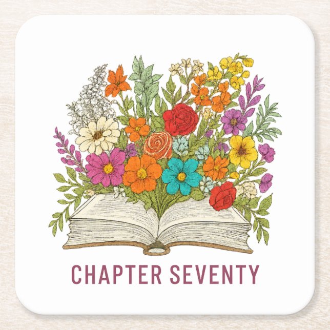 Chapter Seventy 70th Birthday Square Paper Coaster (Front)