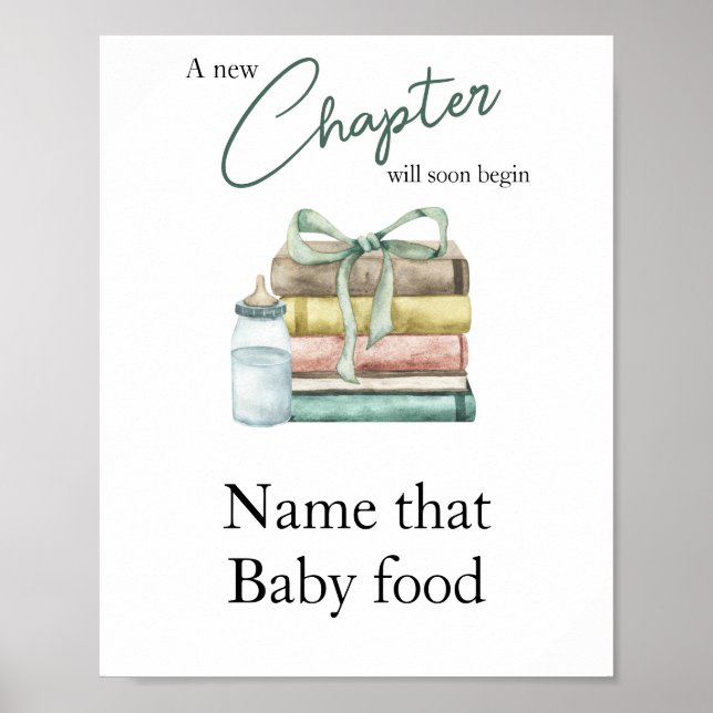Chapter Storybook Baby shower Name that baby food Poster (Front)