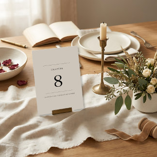 Chapter Table Number Wedding Minimalist Book Theme