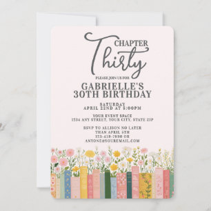 Chapter Thirty Floral Storybook 30th Birthday Invitation
