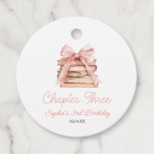 Chapter Three Pink Bow Books 3rd Birthday Party Favour Tags