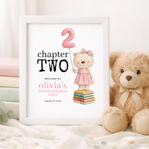 Chapter Two Bear Books Girl 2nd Birthday welcome Poster