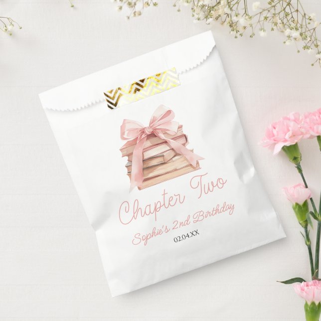 Chapter Two Pink Bow Books 2nd Birthday Party Favour Bags (Sealed)