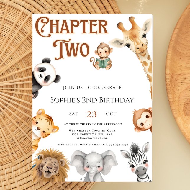 Chapter Two Storybook Jungle Safari 2nd Birthday  Invitation (Creator Uploaded)