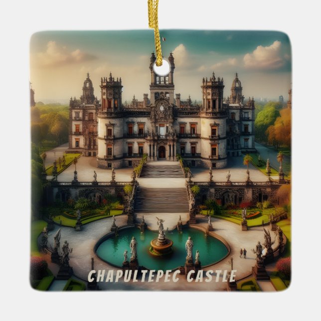 Chapultepec Castle Mexico Vintage Travel Ceramic Ornament (Front)