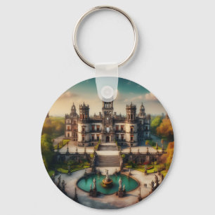 Chapultepec Castle Mexico Vintage Travel Key Ring