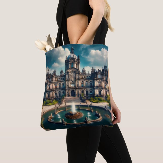 Chapultepec Castle Mexico Vintage Travel Tote Bag (Close Up)