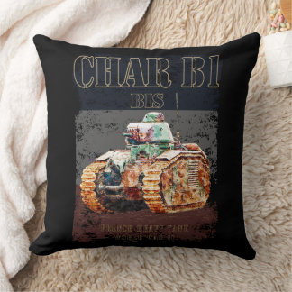 Char B1 Bis French Heavy Tank of WWII. France flag Cushion