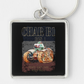 Char B1 Bis French Heavy Tank of WWII. France flag Key Ring