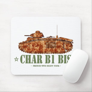 Char B1 bis World War Two French Heavy Tank WWII Mouse Mat