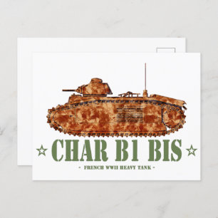 Char B1 bis World War Two French Heavy Tank WWII Postcard