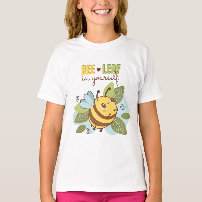 Character Bee Leaf Cute Motivation T-Shirt (Front)