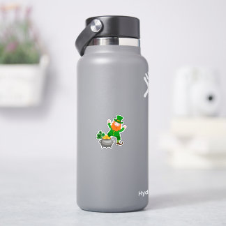 Character cheerful leprechaun with pot