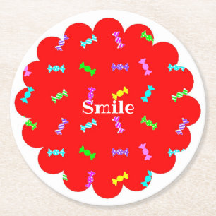 Character Customization CANDY Red Round Paper Coas Coaster
