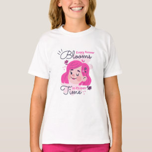Character Girl Flower Bloom Motivation T-Shirt