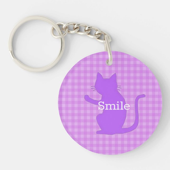 Character Phone Custom CAT & Check (Pink) Key Ring (Front)