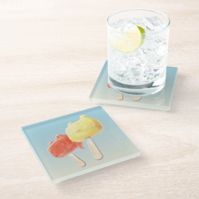 Character Popsicles Glass Coaster (Angled)