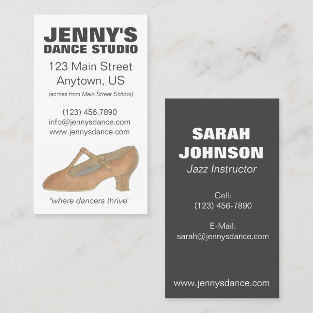Character Shoe Dance Teacher Studio Choreographer Business Card (Front/Back)