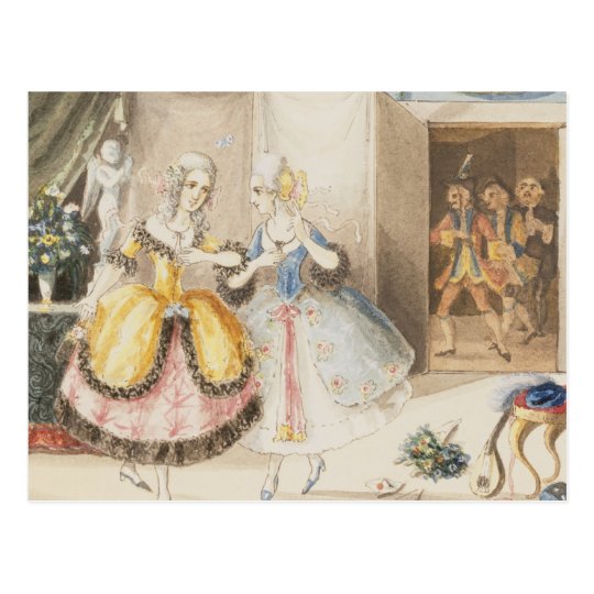 Characters from 'Cosi fan tutte' by Mozart, 1840 Postcard