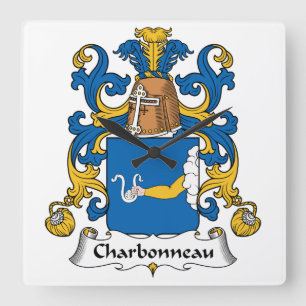 Charbonneau Family Crest Square Wall Clock