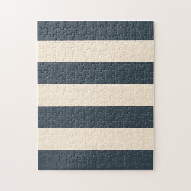 Charcoal and Antique White Stripes Jigsaw Puzzle (Vertical)