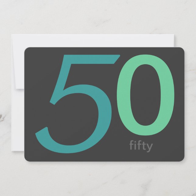 Charcoal and Blue Custom 50th Birthday Invitation (Front)