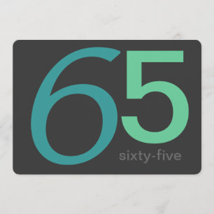 Charcoal and Blue Custom 65th Birthday Invitation