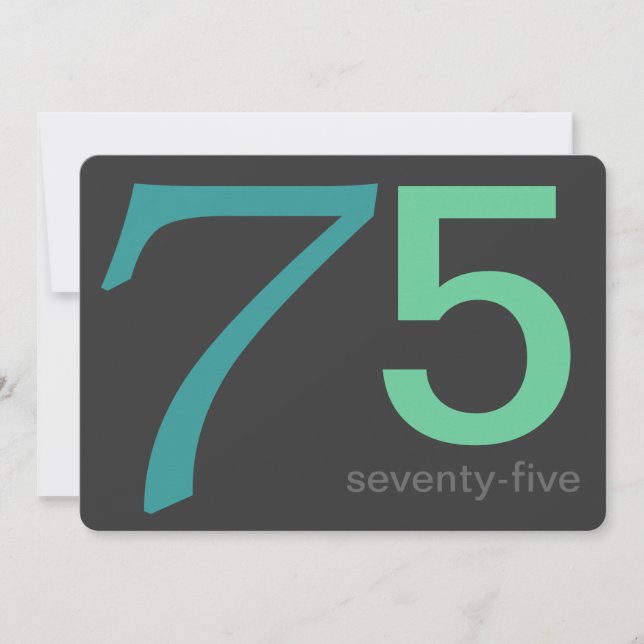 Charcoal and Blue Custom 75th Birthday Invitation (Front)