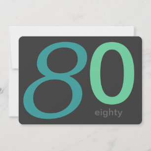 Charcoal and Blue Custom 80th Birthday Invitation