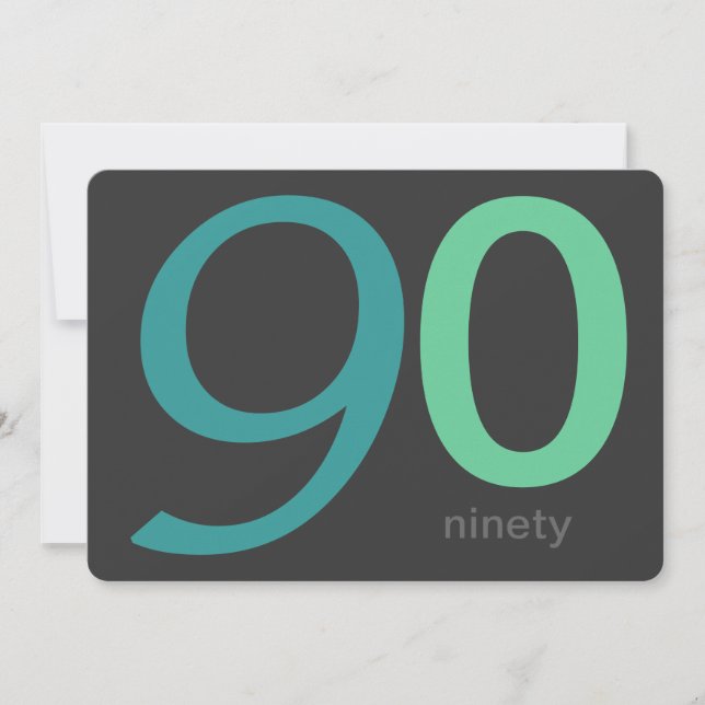 Charcoal and Blue Custom 90th Birthday Invitation (Front)