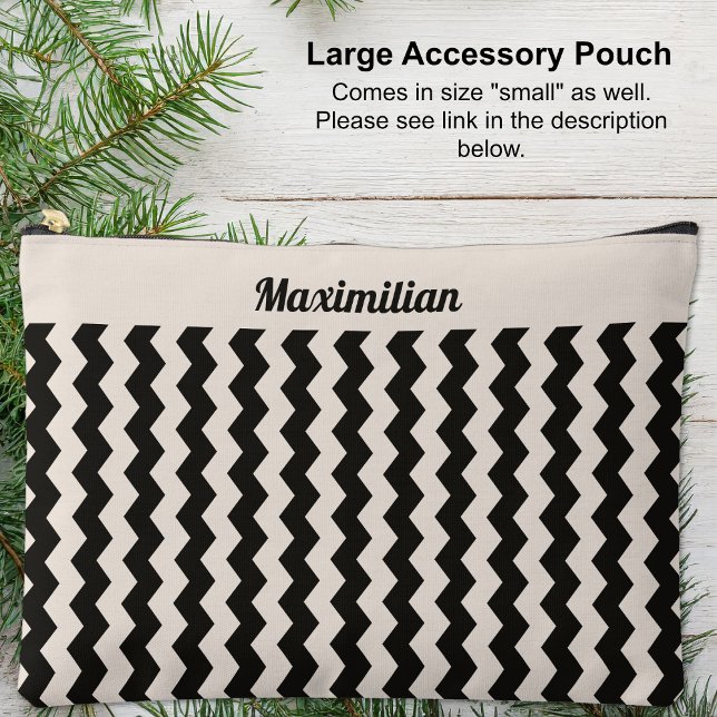 Charcoal and Cement Chevrons-LARGE Accessory Pouch (Large Accessory Pouch - Charcoal and Cement Chevrons by Leapfroglisics Shop)