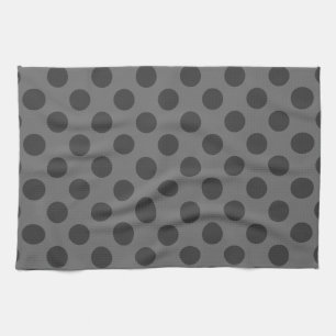 Charcoal and Dark Grey Polka Dot Tea Towel