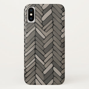 Charcoal and Grey Herringbone Elegant Geometric iPhone X Case