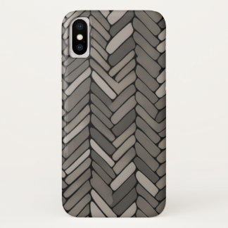 Charcoal and Grey Herringbone Elegant Geometric  iPhone X Case