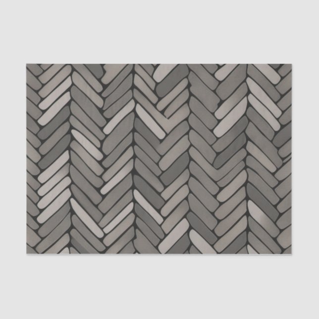 Charcoal and Grey Herringbone Elegant Geometric  Tissue Paper (Front)
